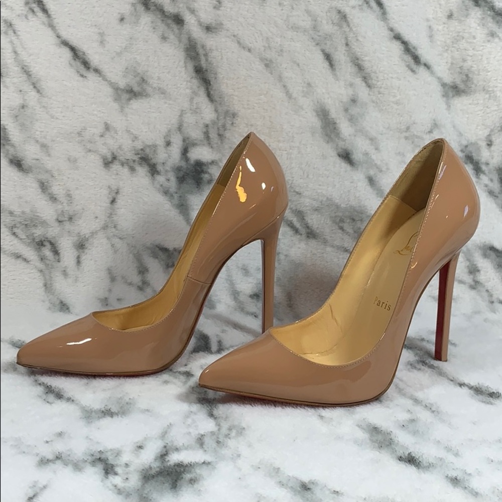 CHRISTIAN LOUBOUTIN Pigalle 120 Patent Nude - 38.5